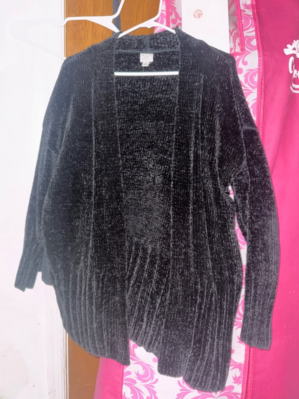 a new day Black Chenille Open-Front Cardigan Sweater